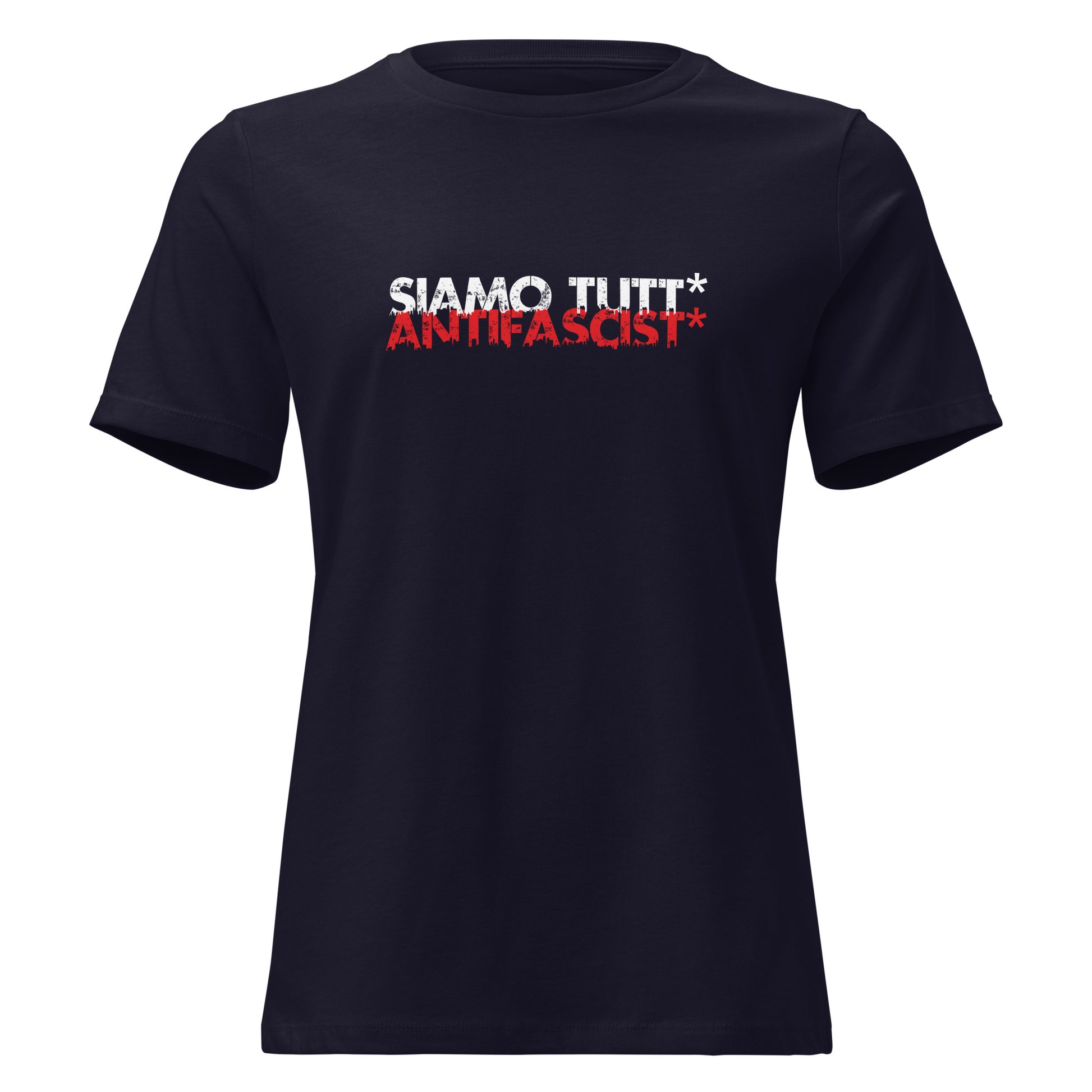 Genderneutrales antifaschistisches Statement‑Shirt in Navy