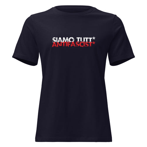 Genderneutrales antifaschistisches Statement‑Shirt in Navy