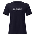 Navy: Damen T‑Shirt Freiheit 161 in Navy – Lockeres Statement Shirt mit Freiheit Frontprint