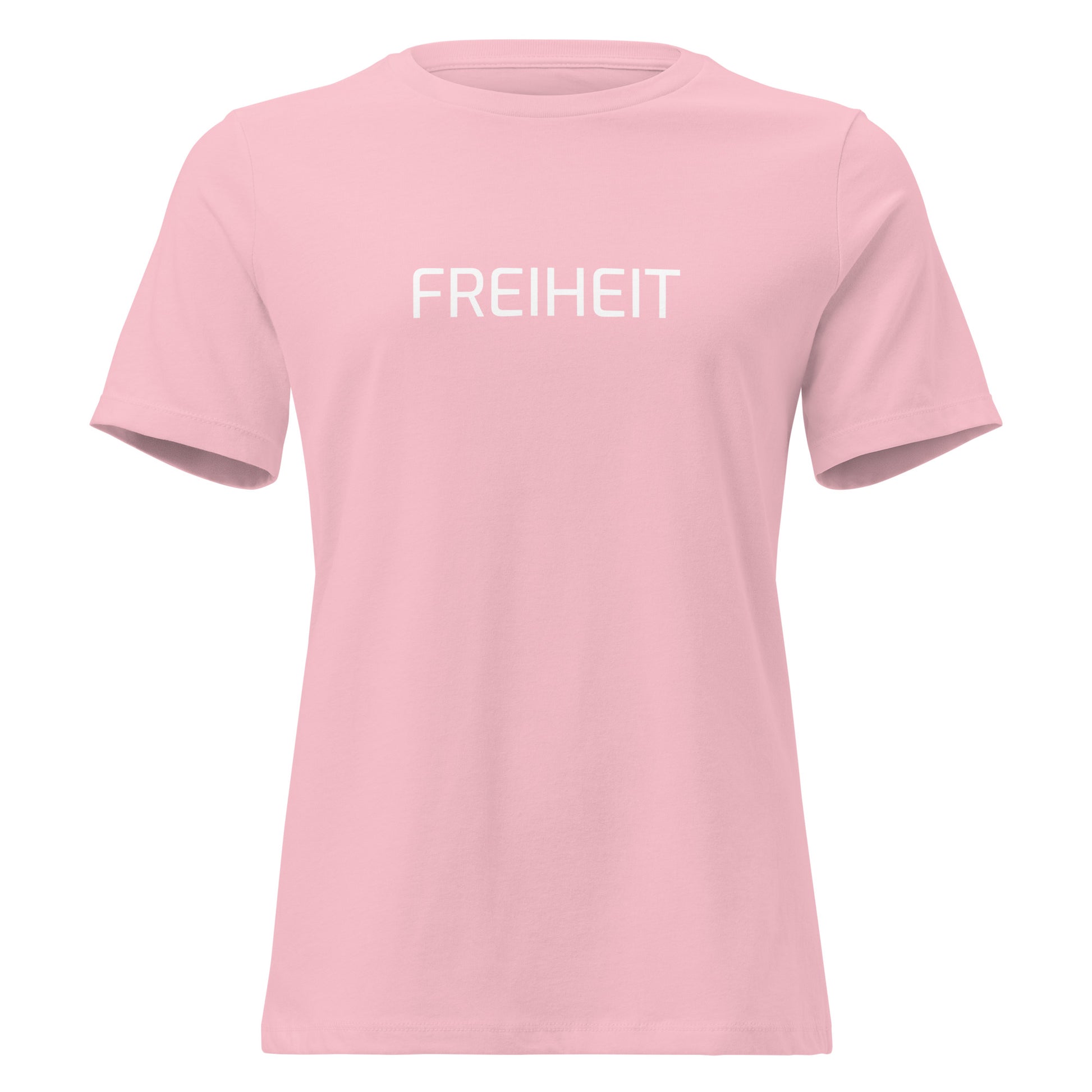 Pink: Damen T‑Shirt Freiheit 161 in Pink – Lockeres Statement Shirt mit Freiheit Frontprint